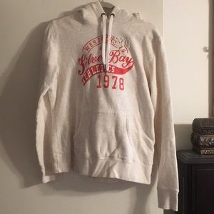 Hooded pull-over sweatshirt.